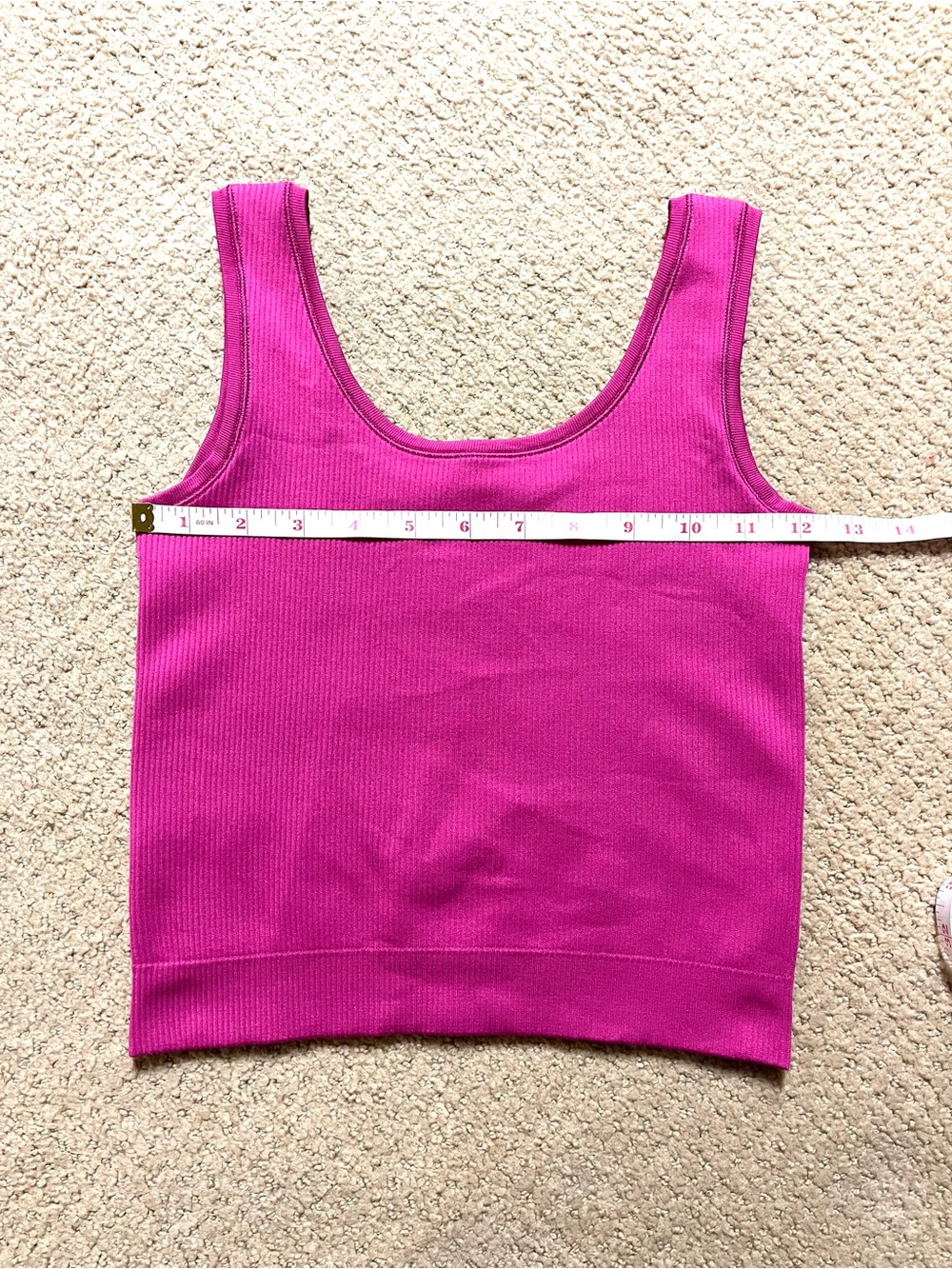 Athleta Girl Rise Above Ribbed Cropped Tank in Hot Pink Sz L (12) - Picture 5 of 6